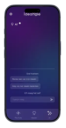 The AI screen for having ideas rated or brainstorming together