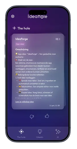 "The hole": rating an idea by swiping
